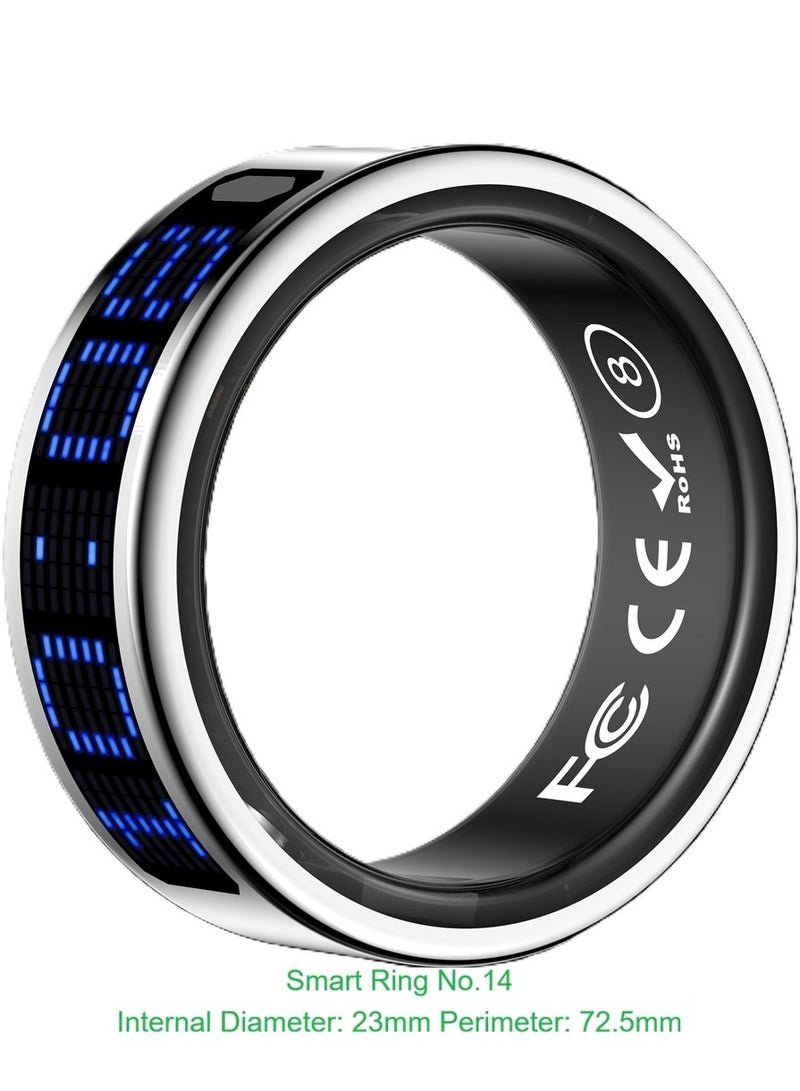 general Smart Ring SR16 for Heart Rate Monitoring, Blood Oxygen Monitoring, Sleep Monitoring, Motion Detection, Multi-Functional Display, All-Weather Protect Your Health with Caller ID Reminder, IP68 Waterproof, Black No.14, Internal Diameter: 23mm, Perimeter: 72.5mm - Image 1